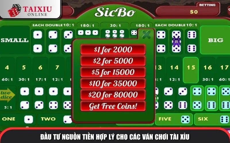 Đầu tư nguồn tiền hợp lý cho các ván chơi tài xỉu